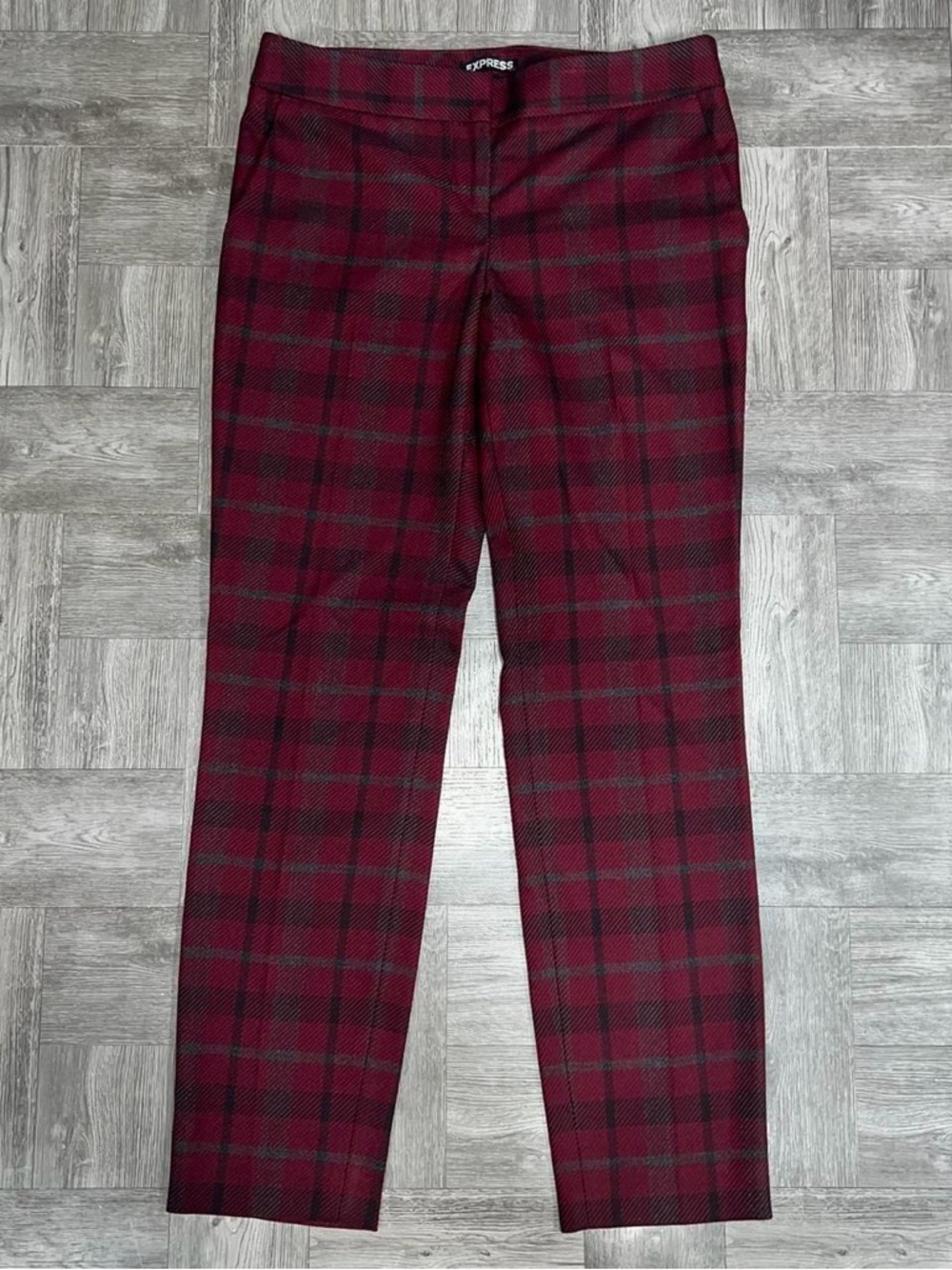 Express Red Plaid Columnist Pants Size 0